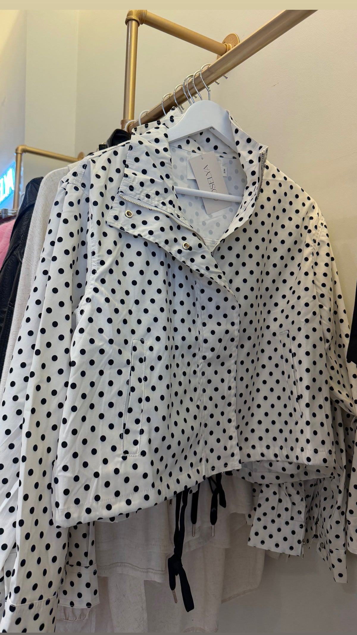 veste kaway blanc à pois
